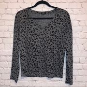 Rails Sami Charcoal Leopard V Neck Long Sleeve Tee