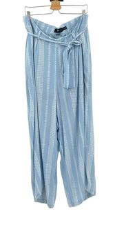 Torrid Blue Geometric Stripe Pattern Gauze Tie Front Wide Leg Pants Plus Size 2X