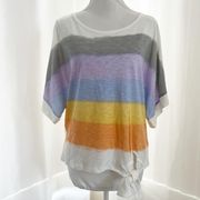 Democracy Oversized Colorful Striped Short Sleeve T-Shirt