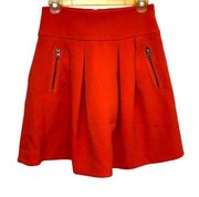 Maeve Anthro Red Pleated Flared Skirt Size 2