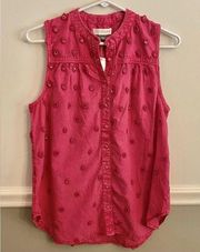 Anthropology Pilcro and the Letterpress Top Adira Button Down Pink Beaded Small