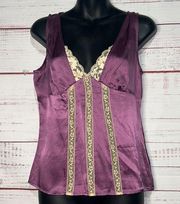 2000’s New York & Co. Purple Silkie Feel Lace Panel Tank Medium