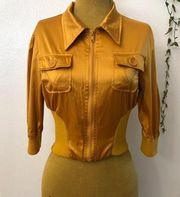 ashley by international yellow silk spring jacket