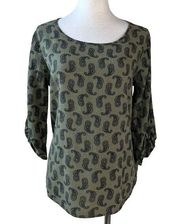 Sage Green Paisley Blouse Pink Republic Size Medium Top