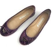 DVF Purple Snakeskin Print Ballet Flats Size 7