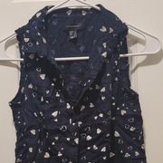 NWOT Atmosphere Primark Limited Blue White Heart Collar Tank Blouse Size 0