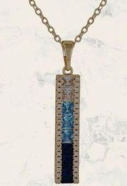 Vince Camuto new blue & clear adjustable tricolor CZ stone pendant necklace