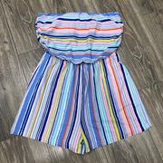 with love strapless striped romper