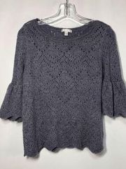 LC Lauren Conrad Bell Sleeve Open Knit Sweater Size Small
