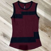 Karen Millen Maroon and Black Sleeveless Top Women’s 8