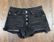 Levi’s  501 Exposed Button Fly Vintage Black Cutoff Jean Shorts