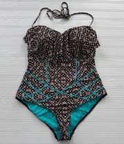 Bond-Eye Brown and Teal Swimsuit Size US 10