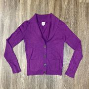 Purple Button Front Cardigan - M