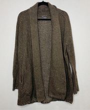 Vince Wool Cashmere Open Front Shawl Collar Cardigan Brown Women’s Size Small