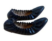 See By Chloe Jane Scallop Calfskin Leather Point Ballet Flats Shoes Black