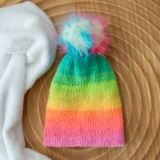 Brand New Handmade Knit Rainbow Winter Beanie