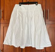 Skirt Pleated Full Midi Cotton Linen White Size 42