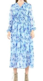 Beulah Style Floral Long Sleeve Boho Maxi Dress Blue Size Large NWT