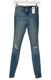 Hollister NWT  Women’s High Rise Super Skinny Light Wash Distressed Jeans Size 23