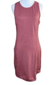 Title Nine Alpha Dress Small Red Gray Striped‎ Racerback Athletic Above Knee