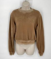 Cotton Citizen Women's NEW Milan Crew Crop Sweatshirt XS Vintage Cider Brown