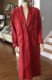 Vintage Jacqueline Ferrar Long Red Soft Genuine Leather Coat size medium