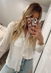 White Sheer Button-Down Top