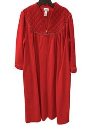 Vintage  Red Zip Front Robe Gold Trim 2XL Loungewear