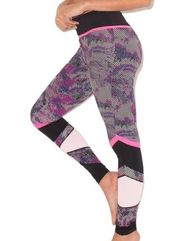 House of CB workout leggings in pink color block size Medium