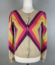 Moschino Cheap Chic Button Up Cardigan Sweater Size 4 Retro Stripe Lightweight