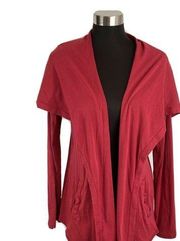 Michael Stars Cardigan Sweater One Size Red Supima Cotton Oversize Collar Pocket