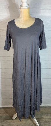 Comfy Usa gray mesh asymmetrical  hem midi dress size M