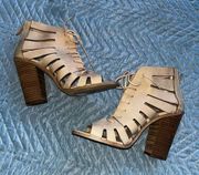 BCBG MaxAriza tank lace up heeled sandals size 9