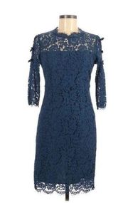 Misslook Blue Lace Overlay Sheath Dress