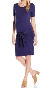 Grey Maya Tie Front Knot Maternity and Nursing Dress