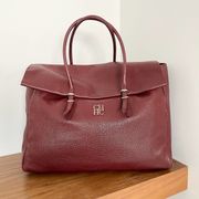 Carolina Herrera burgundy leather tempo adagio large tote bag