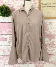 SNEAK PEEK Women’s Brown Long Dramatic Bell Sleeves Button Down Shirt size Medium