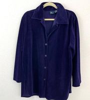 Lizsport Women's Vintage Soft Corduroy Button Front Shirt Purple Size L