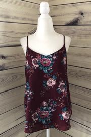 Burgundy Floral Patterned Tank Top