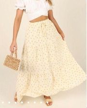 Petal + Pup Pastel Yellow Cream Floral Elegant Adelaide Maxi Skirt