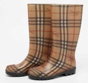 Burberry Plaid Signature Knee High Rain Boots Size 36/ 5.5 B40