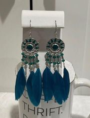 Brand New!! Boho dream catcher and feather tassel earrings
