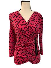 Ellen Tracy | asymmetrical polka dot wrap top