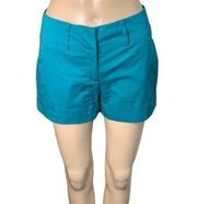 New York and Co 7th Avenue Womens Dress Shorts Cuffed Stretch Teal Blue Size 0