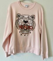 Kenzo womens tiger  cotton round pullover / sweatshirt - pink