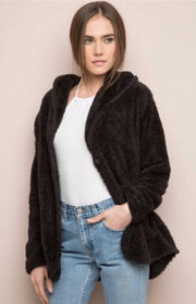 black faux fur tessi coat