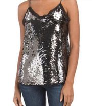 NWT WD.NY Glitz Black Sequin V-Neck Cami Top Women's Size Medium