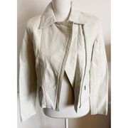 Kenneth Cole • Cream Leather Moto Jacket