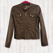 Faux Leather Fall Jacket, Brown