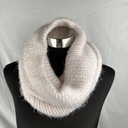 Ann Taylor LOFT Womens Cowl Infinity Scarf Pale Pink Soft Fuzzy Knit